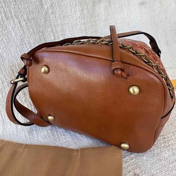 Patricia Nash Leather Bucket Bag $200 NWT Anniversary Crossbody Floral Brown - Picture 4 of 7